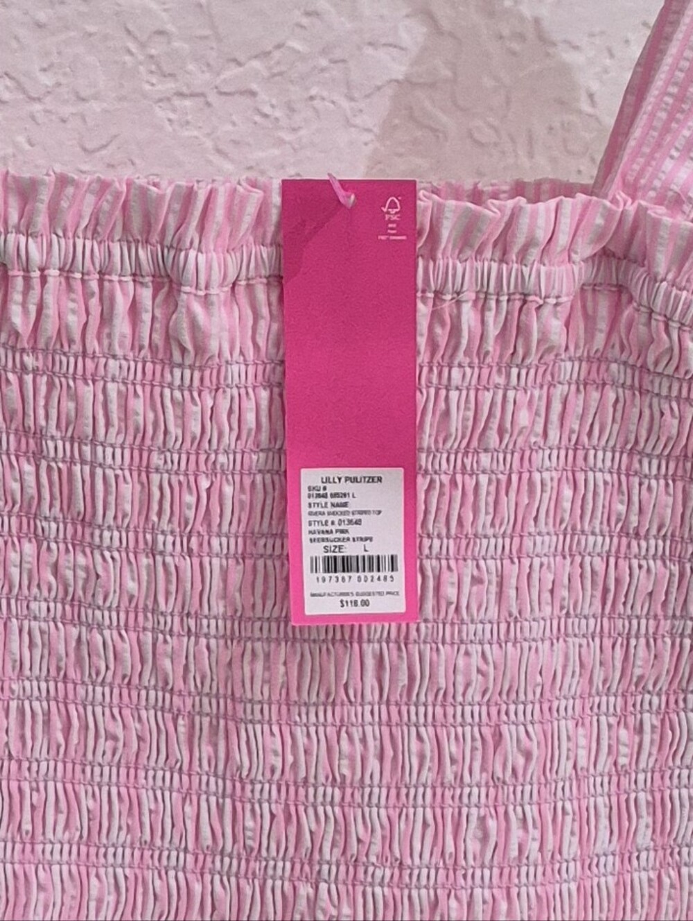 Lilly Pulitzer Pink and White Smocked Tank Top